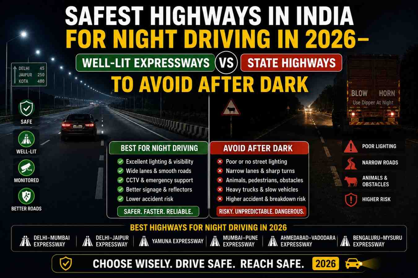 Safest Highways in India for Night Driving in 2026—Well-Lit Expressways vs State Highways to Avoid After Dark