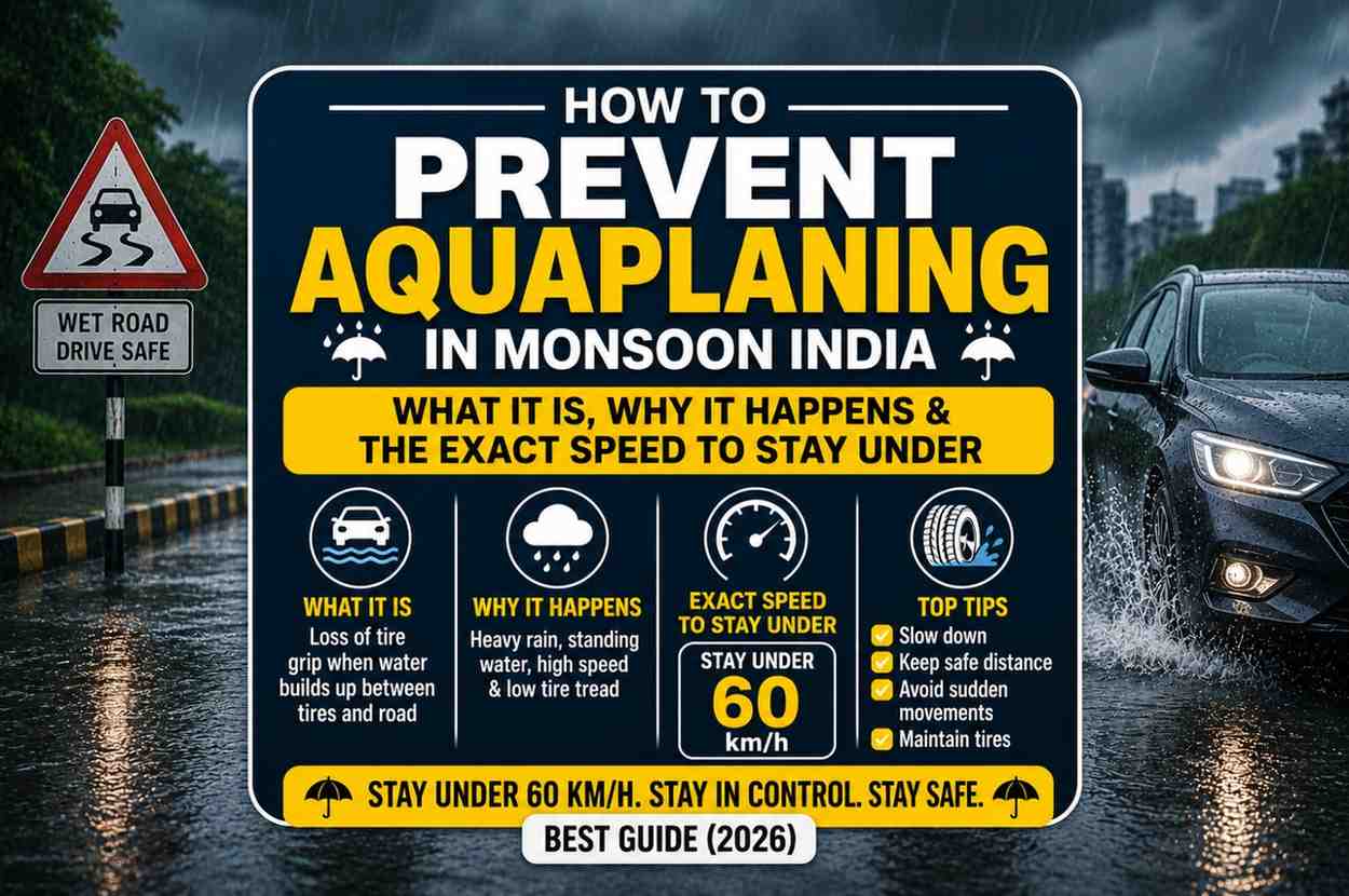 How to Prevent Aquaplaning in Monsoon India—What It Is, Why It Happens & the Exact Speed to Stay Under: Best Guide (2026)