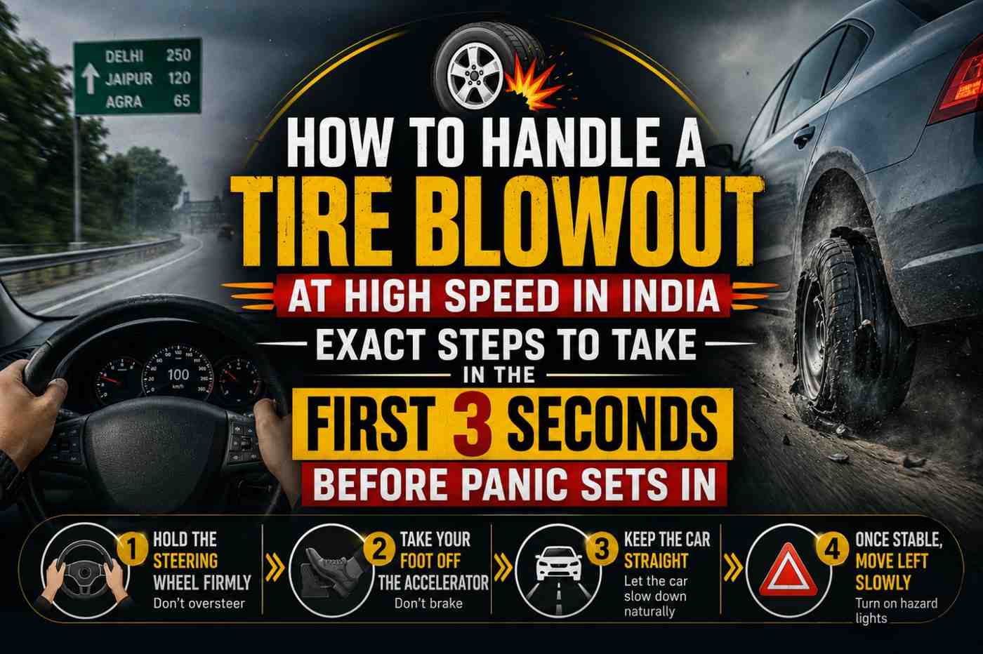 How to Handle a Tire Blowout at High Speed in India—Exact Steps to Take in the First 3 Seconds Before Panic Sets In