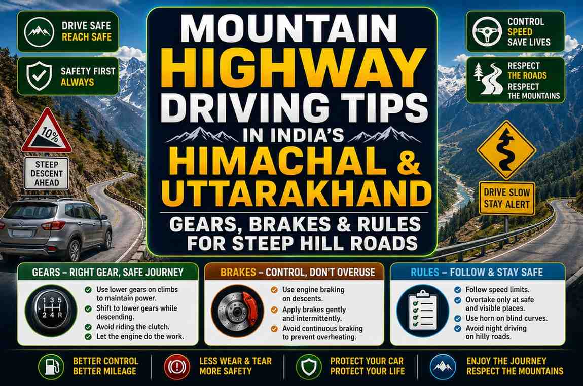Mountain Highway Driving Tips in India’s Himachal and Uttarakhand — Gears, Brakes & Rules for Steep Hill Roads
